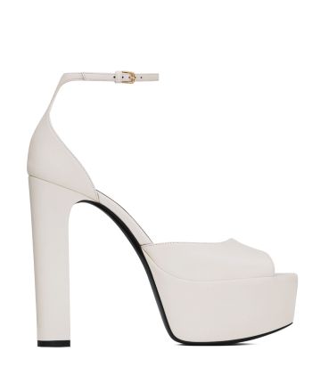 Saint Laurent Women's Jodie Platform Sandals In Smooth Leather Cream